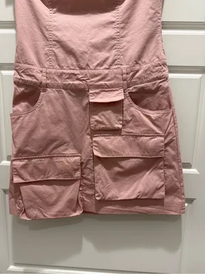 Zara Light Pink Cargo Strapless Mini Dress Small thumbnail 3