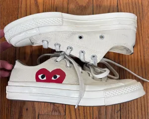 Comme des Garcons PLAY x Converse Chuck Taylor All Star Low Cream‎ Shoes size 6 thumbnail 1