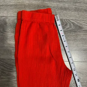 Bohemian Urban Outfitters Red Ribbed Flare Leg Pants Elastic‎ Waist XS Wide Leg thumbnail 8