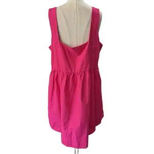 Anthropologie Daily Practice Notch Neck Mini Dress Fuchsia Pink Womens Large thumbnail 7