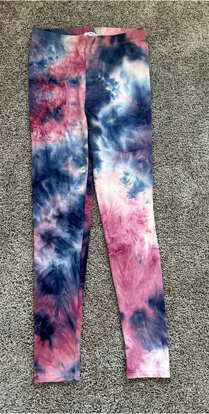 Tie-Dye Stretch Leggings in Pink & Blue thumbnail 1