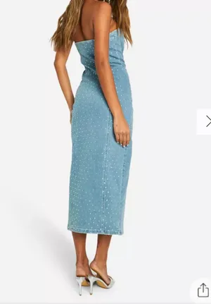 Boohoo Denim Sparkle Dress thumbnail 3
