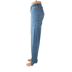 Zara Women's Blue High Rise Wide Leg Palazzo Baggy Raw Hem Denim Jeans Size 4 thumbnail 5