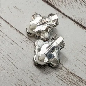 Vintage Clip On Earrings - Dainty Orange Gems - 5/8" thumbnail 5