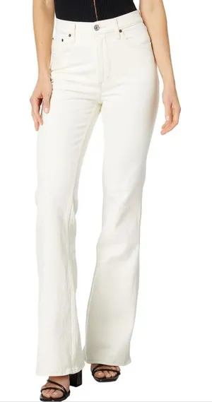 Abercrombie & Fitch The Vintage Flare High Rise Jeans in Cream thumbnail 1