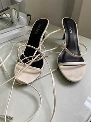 Boohoo White Wrap Heels thumbnail 1