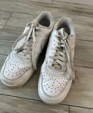 Nike Sneakers Women's 8 Triple White Court Vision Low Leather Casual Sporty thumbnail 1