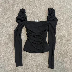 new Floerns small square neck puff sleeve ruched sheer top TLS2 3554 thumbnail 7