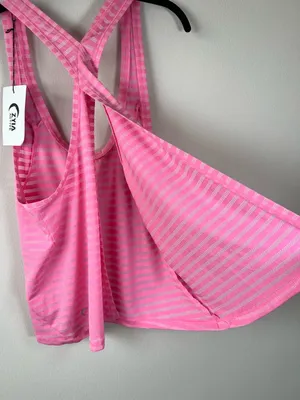 ZYIA Active Pink Nimbus Split Back Tank Top Striped Racerback Gym Workout NEW Lg thumbnail 11