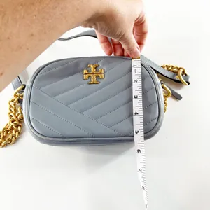 Tory Burch Kira Chevron Leather Small Crossbody Bag Purse Cloud Blue thumbnail 2