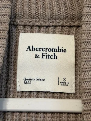 Abercrombie & Fitch Mock Neck Sweater Vest Size Medium Tan Brown Neutral thumbnail 3