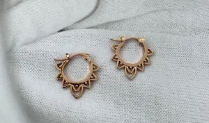 Hollow Flower Gold Hoop Earrings for Women thumbnail 1