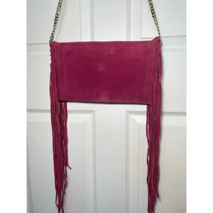 Nuciano Suede Fringe Crossbody‎ Pink Boho Western Festival Chain Strap Clutch thumbnail 8