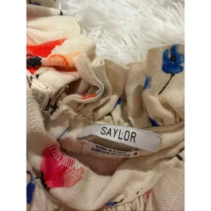 Saylor Darla Floral Off Shoulder Linen Mini Dress in Cream Medium thumbnail 11