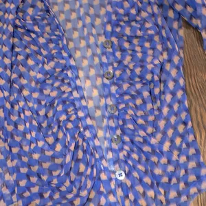Maeve by Anthropologie blue print sheer top size medium thumbnail 3