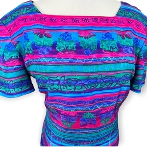 Vintage Liz Claiborne Abstract Floral/ Stripe Pattern Silk Sheath Dress 10 thumbnail 3