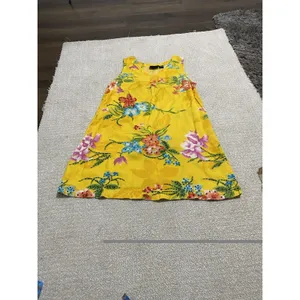 Indian Tropical Fashion Yellow Floral Beaded Sequin Rayon Sundress V-Neck M thumbnail 14