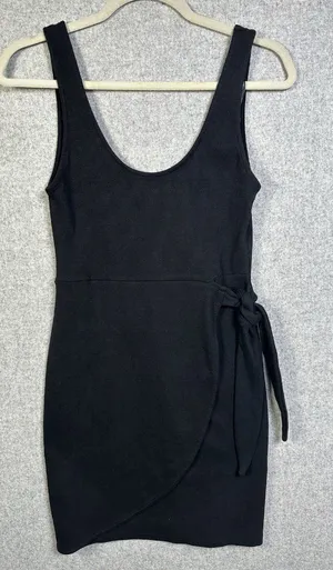 Zara Knit‎ Tank Dress Large Black Bodycon Tie Side Sexy Comfort Scoop Neck thumbnail 1