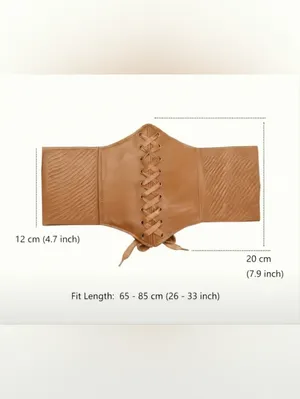 Corset Style Wide Girdle Fashion Elastic Faux Leather Skinny Elastic Waist‎ Belt thumbnail 3