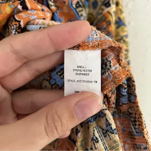 🦋 Melloday Off the Shoulder Orange Yellow Paisley Mid Sleeve Boho Blouse Medium thumbnail 3