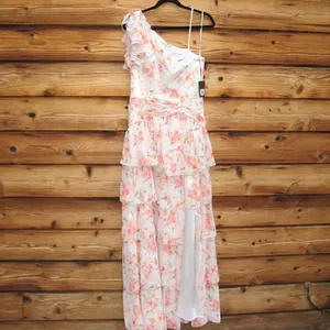 Mac Duggal 55810 Womens Floral Ruffle One Shoulder Gown Dress thumbnail 7