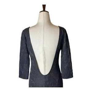 Zara Trafaluc Dress Women Medium Black Scoop‎ Back Long Sleeve Shimmer Mini thumbnail 4