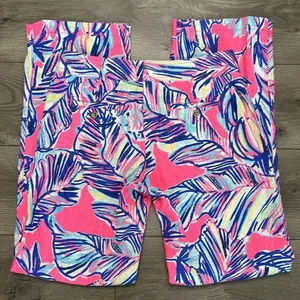 Lilly Pulitzer Galley Linen Pants Tiki Pink Cabana Crazed Linen Size 4 thumbnail 4