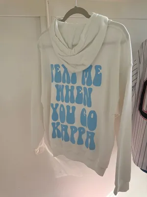 Gildan White Hoodie with Light Blue Kappa Heart Graphic thumbnail 2