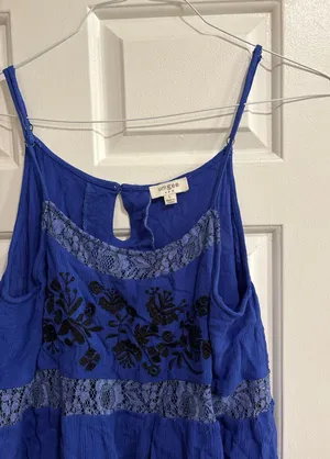 Umgee Boho Lace Blue Top thumbnail 2