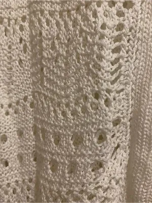 Womens M Medium 38” Tank Top White Crochet Knit V Neck Boho Beach Festival thumbnail 5