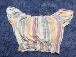 Aeropostale Women's Striped Off-Shoulder Crop Top XL thumbnail 4
