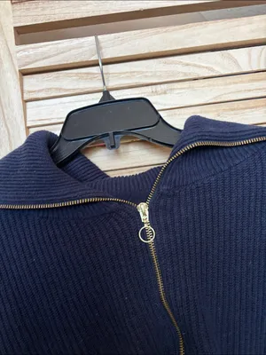 Talbots Navy Ribbed Half-Zip Sweater with Gold Zipper 3X thumbnail 2
