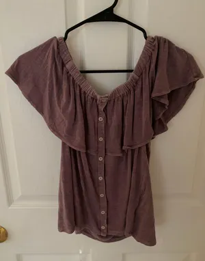 American Eagle Purple Off-The-Shoulder Top thumbnail 1