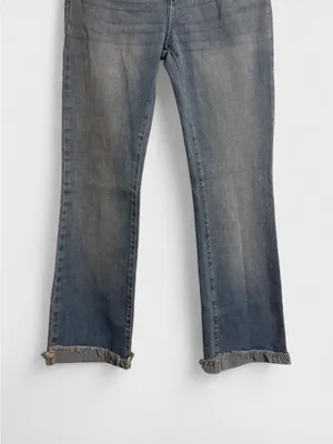 KanCan Faded Light Blue Flare Jeans with Frayed Hem thumbnail 3