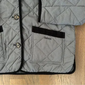 Barbour Orelia Quilted Houndstooth Printed Chore Jacket in Black and Tan US 10/M thumbnail 3