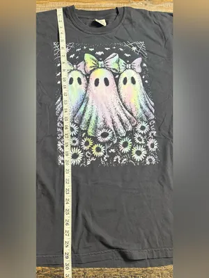 Comfort Colors Black Tee with Pastel Iridescent Ghosts thumbnail 6