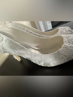 JIAJIA Elegant White/Ivory Lace Peep-Toe Heels - Bridal Women's Shoes thumbnail 9