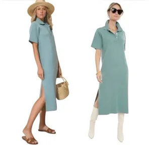 Tuckernuck Channing Polo Midi Dress Sage Green Knit Short Sleeve XS thumbnail 2