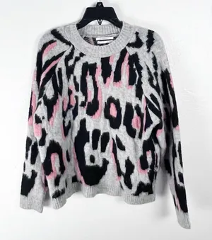 ANTHROPOLOGIE Gisella Leopard Print Long Sleeves Sweater Size Small Fuzzy Cozy thumbnail 1