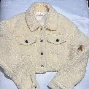 Cropped Cream Teddy Sherpa Jacket - Women thumbnail 1