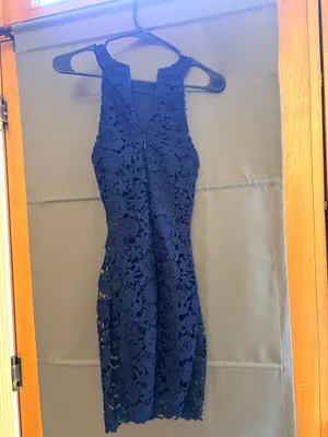 Lulus Love Poem Navy Blue Lace Mini Dress thumbnail 3