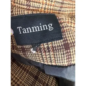 Tanning Plaid Blazer Coat Size Small Double Breasted Wool Blend Longline Jacket thumbnail 7