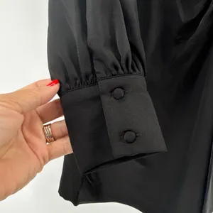 Showpo Billie Twist Front Mini Dress 8‎ Black Long Puff Sleeve Plunge Deep V NWT thumbnail 6
