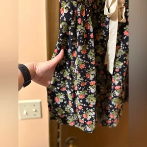 Free People Gaia Black Floral Corduroy Babydoll Mini Dress thumbnail 7