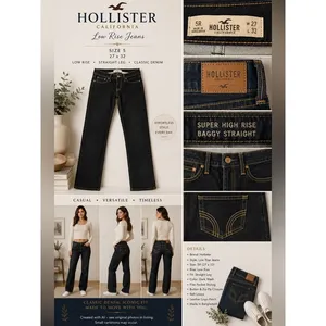 Hollister Jeans Womens Size 5 Straight Leg Low Rise Dark Wash Stretch Denim Y2K thumbnail 6
