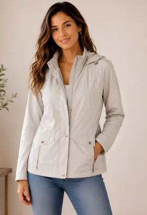 Weatherproof Beige Utility Jacket with Hood thumbnail 1
