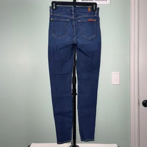 7 For All Mankind Dark Blue Distressed Skinny Jeans size 24 thumbnail 3