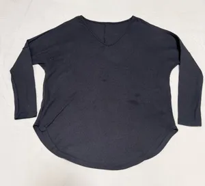 Women's Black V-Neck Long Sleeve Thermal Top thumbnail 1