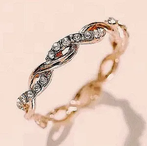 14k‎ Gold Plated S925 Simulated Diamond Eternity Twist Band Ring Size 6.5 thumbnail 1