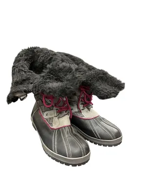 Totes Gracie Black wms black gray versitile mid calf winter boots 10M SKU 10-646 thumbnail 11